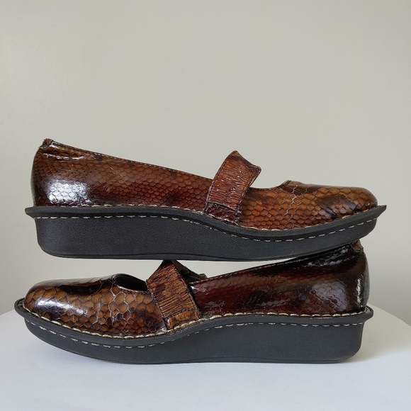 Alegria Feliz Snakeskin Print Mary Jane Shoes Clogs Leather US 9 / EU 39 - Picture 4 of 16